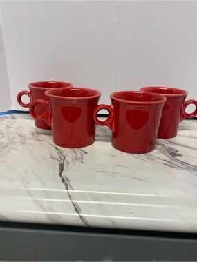 Fiesta  Homer Laughlin USA Red Ceramic Mugs - Set of 4